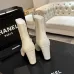 Chanel Beige & Black Leather Ankle Boots with Square Heel and CC Logo Toe Cap #A69907