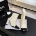 Chanel Beige & Black Leather Ankle Boots with Square Heel and CC Logo Toe Cap #A69907