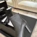 Chanel Black Leather Ankle Boots with Glossy Toe Cap & Gold CC Logo, Square Heel Women's Shoes #A69910