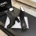 Chanel Black Leather Ankle Boots with Glossy Toe Cap & Gold CC Logo, Square Heel Women's Shoes #A69910