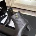 Chanel Black Leather Ankle Boots with Gold Tone Side Zip and Pointed Toe #A69864