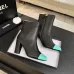 Chanel Black Leather Ankle Boots with Turquoise Cap Toe & Gold CC Logo, Side Zip Closure #A69911