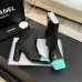 Chanel Black Leather Ankle Boots with Turquoise Cap Toe & Gold CC Logo, Side Zip Closure #A69911