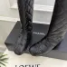 Chanel Black Quilted Knee Boots with CC Logo, Glossy Calf Leather, Low Heel Women's Boots #A69866