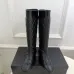 Chanel Black Quilted Knee Boots with CC Logo, Glossy Calf Leather, Low Heel Women's Boots #A69866