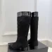 Chanel Black Quilted Suede Knee Boots with Glossy Patent Trim & CC Logo Accents #A69869
