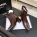 Chanel Brown Leather Ankle Boots for Women – Pointed Toe, Gold Zip Detail, Mid-Heel #A69863