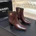 Chanel Brown Leather Ankle Boots for Women – Pointed Toe, Gold Zip Detail, Mid-Heel #A69863