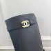 Chanel CC Metal Buckle Flat Knee‑High Rider Boots #A68644