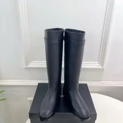Chanel CC Metal Buckle Flat Knee‑High Rider Boots #A68644