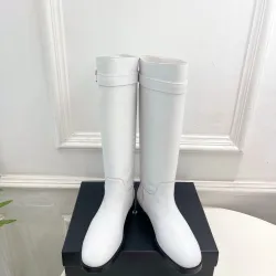 Chanel CC Metal Buckle Flat Knee‑High Rider Boots #A68645