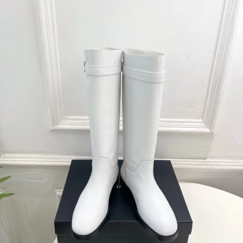 Chanel CC Metal Buckle Flat Knee‑High Rider Boots #A68645