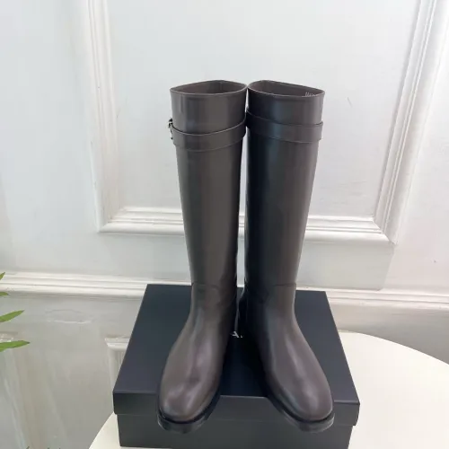 Chanel CC Metal Buckle Flat Knee‑High Rider Boots #A68646