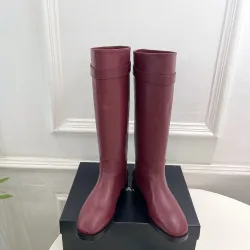 Chanel CC Metal Buckle Flat Knee‑High Rider Boots #A68647