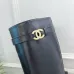 Chanel CC Metal Buckle Flat Knee‑High Rider Boots #A68648