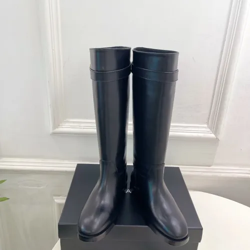 Chanel CC Metal Buckle Flat Knee‑High Rider Boots #A68648