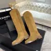 Chanel Classic Double‑C Suede Calfskin Knee‑High Riding Boots #A68550