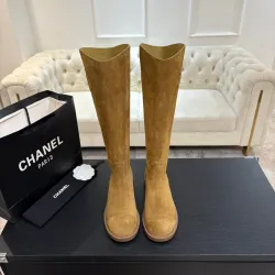 Chanel Classic Double‑C Suede Calfskin Knee‑High Riding Boots #A68550