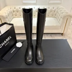 Chanel Classic Double‑C Suede Calfskin Knee‑High Riding Boots #A68551