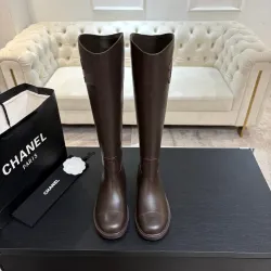Chanel Classic Double‑C Suede Calfskin Knee‑High Riding Boots #A68552