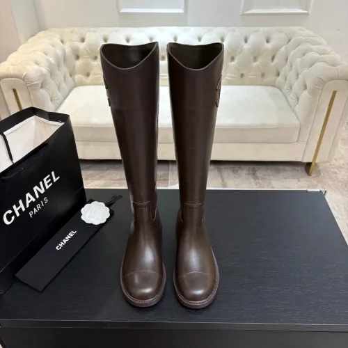Chanel Classic Double‑C Suede Calfskin Knee‑High Riding Boots #A68552