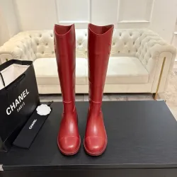 Chanel Classic Double‑C Suede Calfskin Knee‑High Riding Boots #A68553