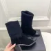 Chanel Double C Colorblock Sock Ankle Boots 7.5cm Heel #A68531