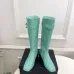 Chanel Mint Green Croc-Textured Knee Boots with Gold CC Buckle, Women's Fashion Boots #A69888