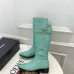 Chanel Mint Green Croc-Textured Knee Boots with Gold CC Buckle, Women's Fashion Boots #A69888