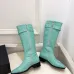 Chanel Mint Green Croc-Textured Knee Boots with Gold CC Buckle, Women's Fashion Boots #A69888