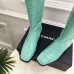 Chanel Mint Green Croc-Textured Knee Boots with Gold CC Buckle, Women's Fashion Boots #A69888