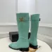 Chanel Mint Green Croc-Textured Knee Boots with Gold CC Buckle, Women's Fashion Boots #A69888