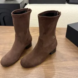 Chanel Stretch Suede Double‑C Side‑Zip Ankle Boots 5cm Heel #A68602