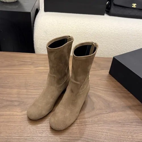 Chanel Stretch Suede Double‑C Side‑Zip Ankle Boots 5cm Heel #A68603