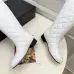 Chanel White Quilted Knee-High Boots for Women, Leather with CC Logo Accents #A69867