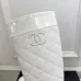Chanel White Quilted Knee-High Boots for Women, Leather with CC Logo Accents #A69867