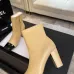 Chanel Women’s Beige & Black Cap-Toe Ankle Boots with Gold Zip and Block Heel #A69909