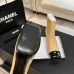 Chanel Women’s Beige & Black Cap-Toe Ankle Boots with Gold Zip and Block Heel #A69909