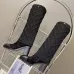 Chanel Women’s Black Knit Over-the-Knee Boots with Suede Toe Cap & Diamond Pattern #A69850