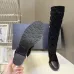 Chanel Women’s Black Knit Over-the-Knee Boots with Suede Toe Cap & Diamond Pattern #A69850