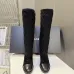 Chanel Women’s Black Knit Over-the-Knee Boots with Suede Toe Cap & Diamond Pattern #A69850