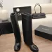 Chanel Women’s Black Leather Knee-High Boots with Gold CC Hardware & Gloss Toe Cap #A69847