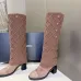 Chanel Women’s Brown Knit Over-the-Knee Boots with Suede Toe Cap & Diamond Pattern #A69849