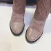Chanel Women’s Brown Knit Over-the-Knee Boots with Suede Toe Cap & Diamond Pattern #A69849