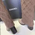Chanel Women’s Brown Knit Over-the-Knee Boots with Suede Toe Cap & Diamond Pattern #A69849