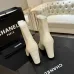 Chanel Women’s Cream Leather Ankle Boots with Gold Toe Cap & Block Heel #A69908