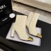 Chanel Women’s Cream Leather Ankle Boots with Gold Toe Cap & Block Heel #A69908