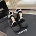 Chanel Women’s High-Top Boots – Black Suede with White Stitching & CC Logo Toe Cap #A69905