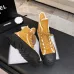 Chanel Women’s High-Top Boots – Suede Yellow with Black Rubber Toe & White Trim #A69906