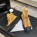 Chanel Women’s High-Top Boots – Suede Yellow with Black Rubber Toe & White Trim #A69906